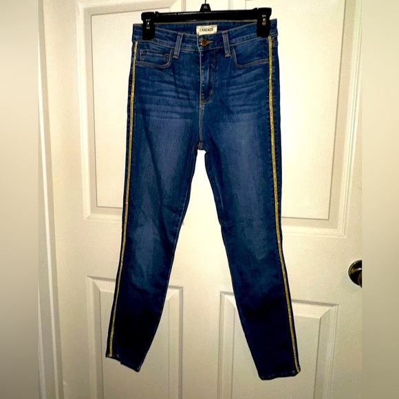 L’AGENCE Margot gold stripe high rise skinny jean 26 denim contemporary - Picture 1 of 8